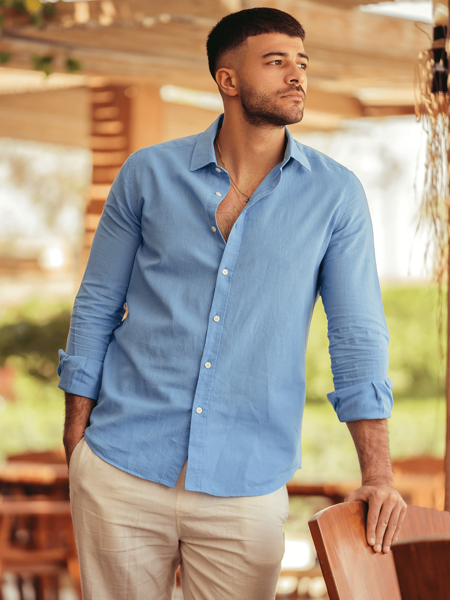 Light Blue Linen Shirt - Main Image