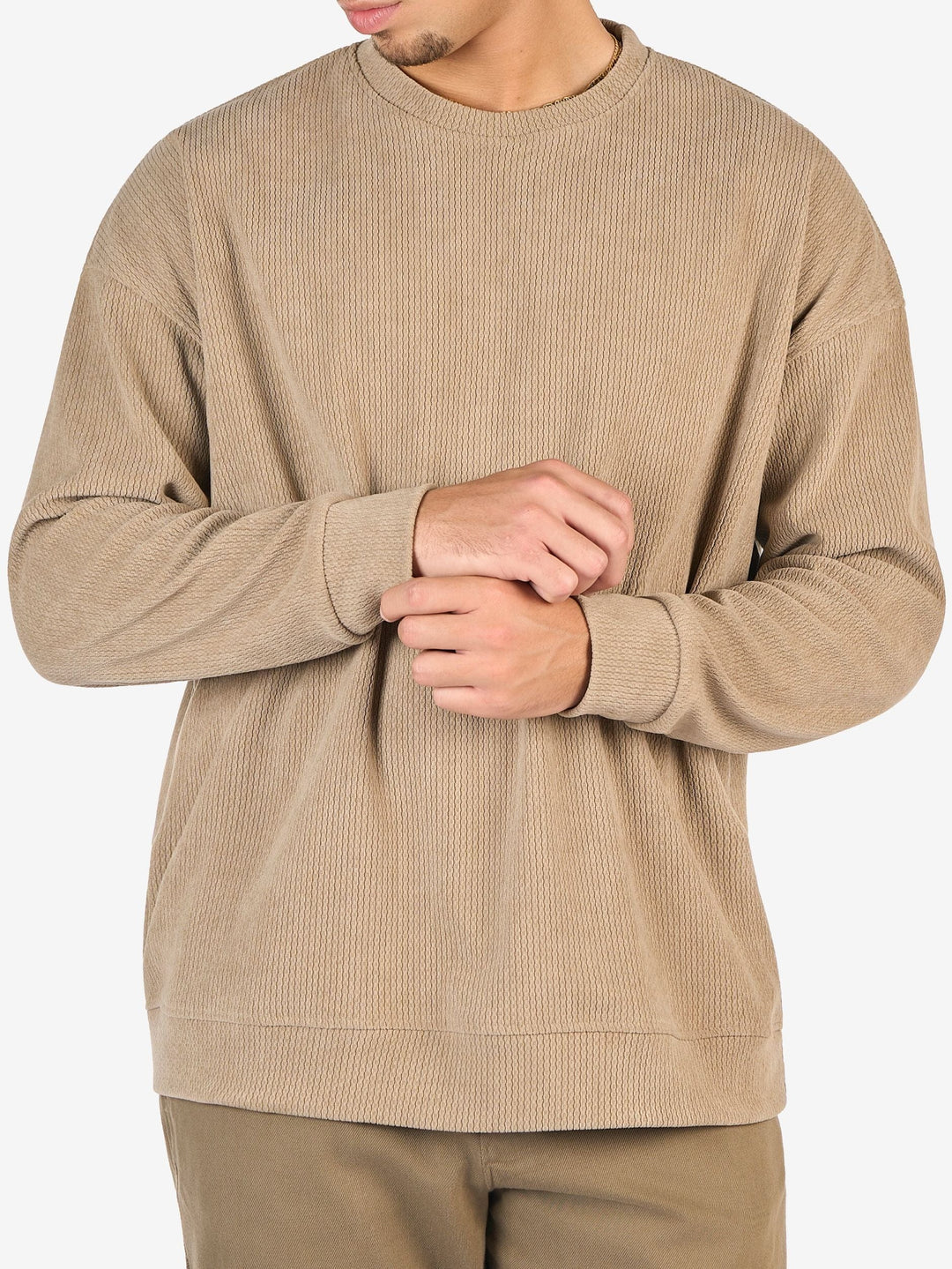 Zhivago Men Men Crew Necks Beige Textured Crew Neck