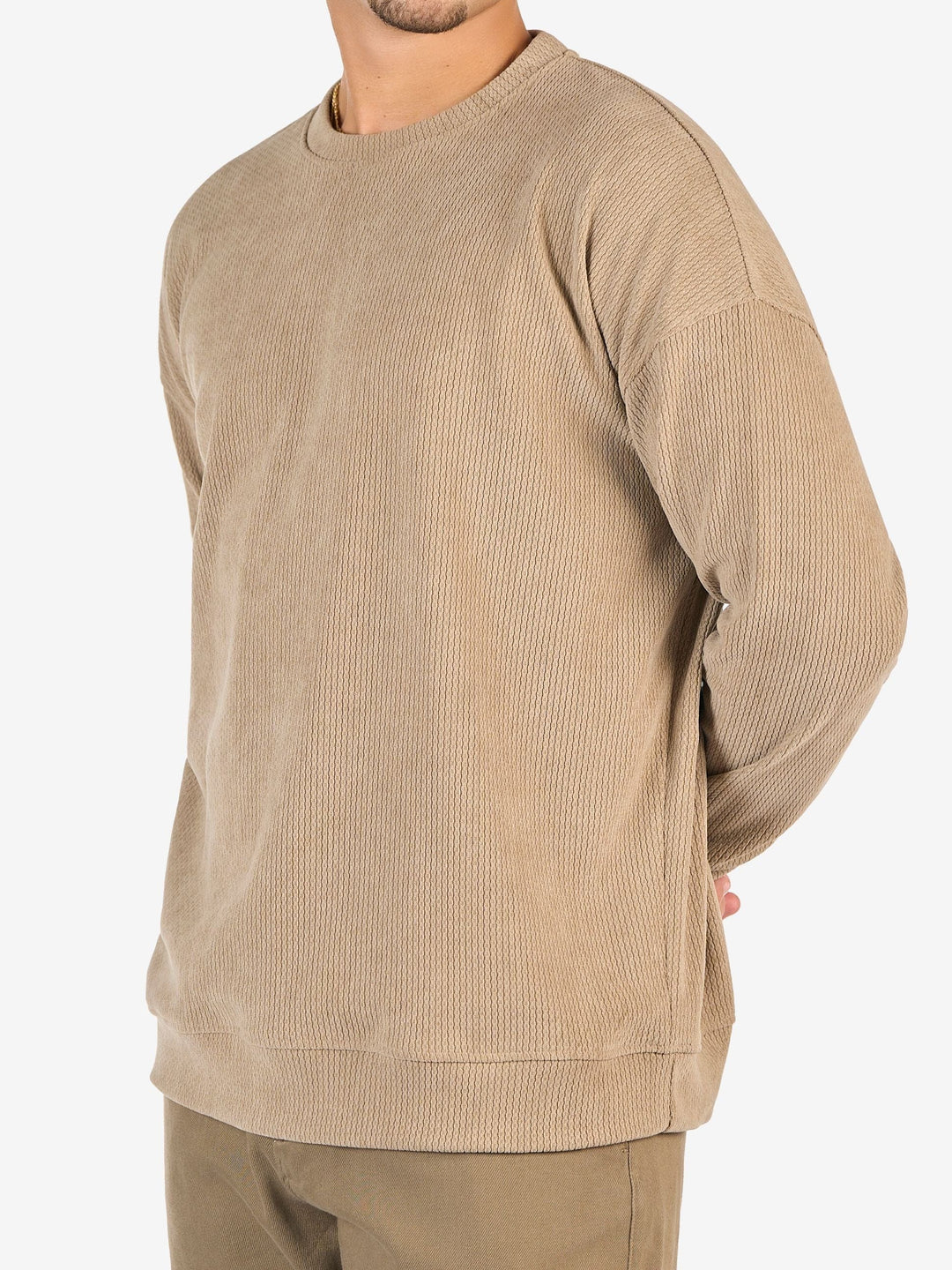 Zhivago Men Men Crew Necks Beige Textured Crew Neck