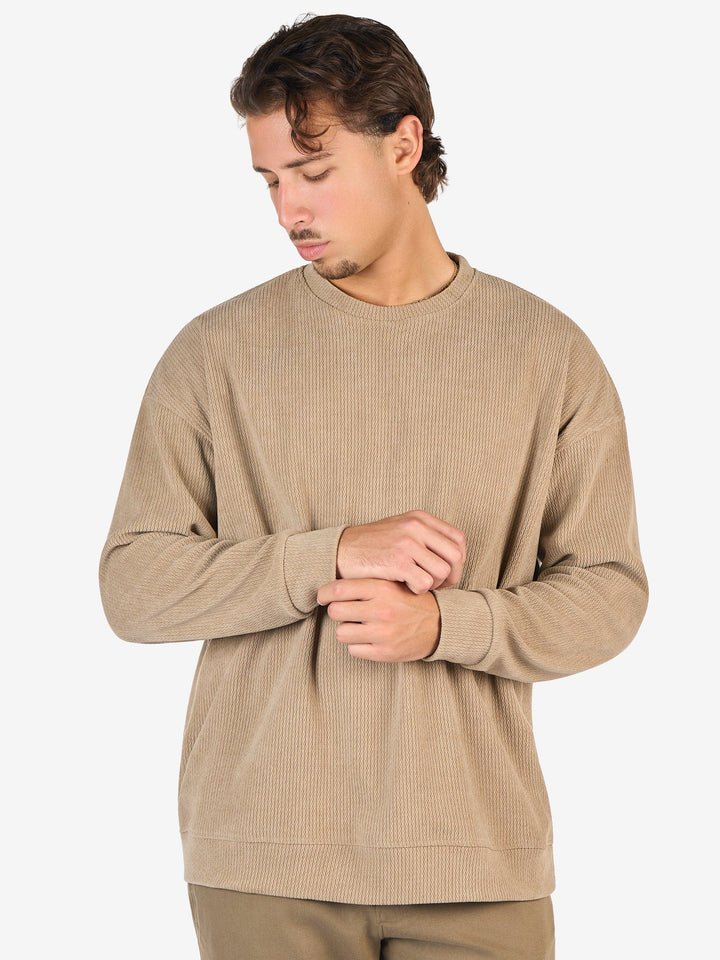 Zhivago Men Men Crew Necks Beige Textured Crew Neck
