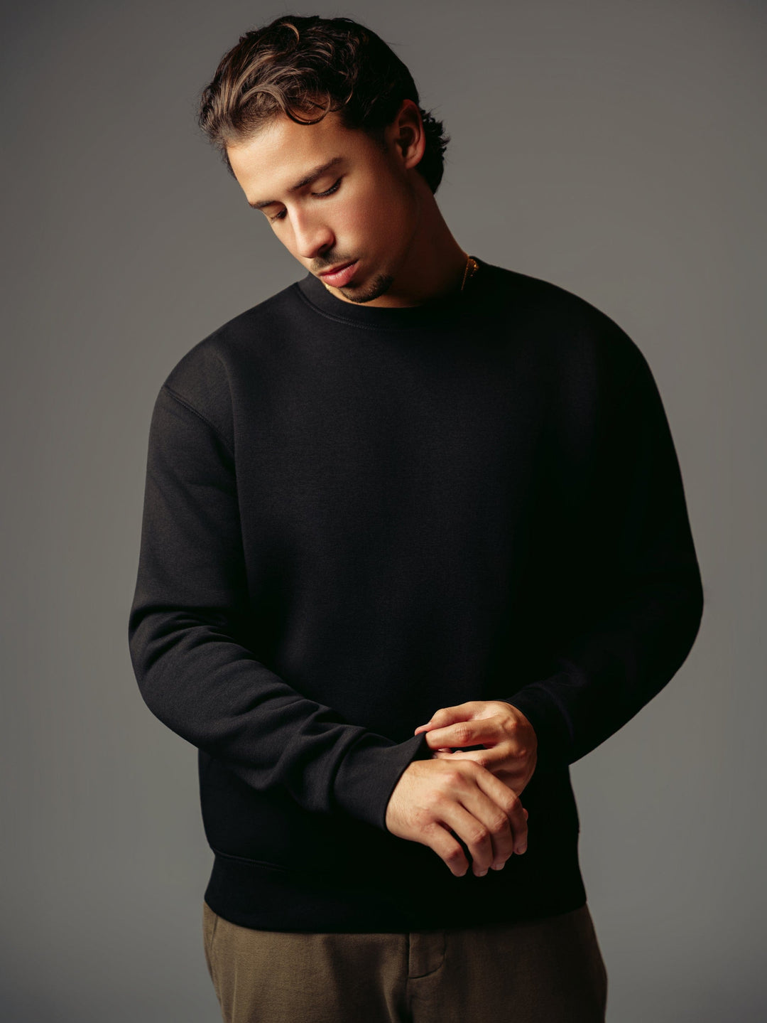 Zhivago Men Men Crew Necks Black Oversized Crew Neck