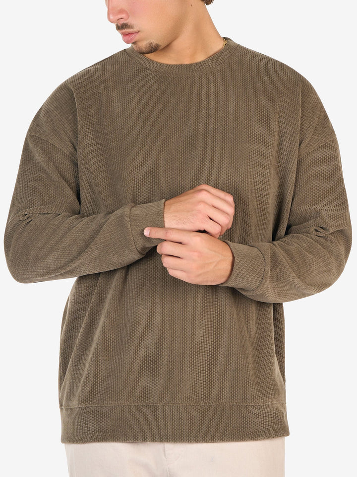 Zhivago Men Men Crew Necks Olive Green Textured Crew Neck