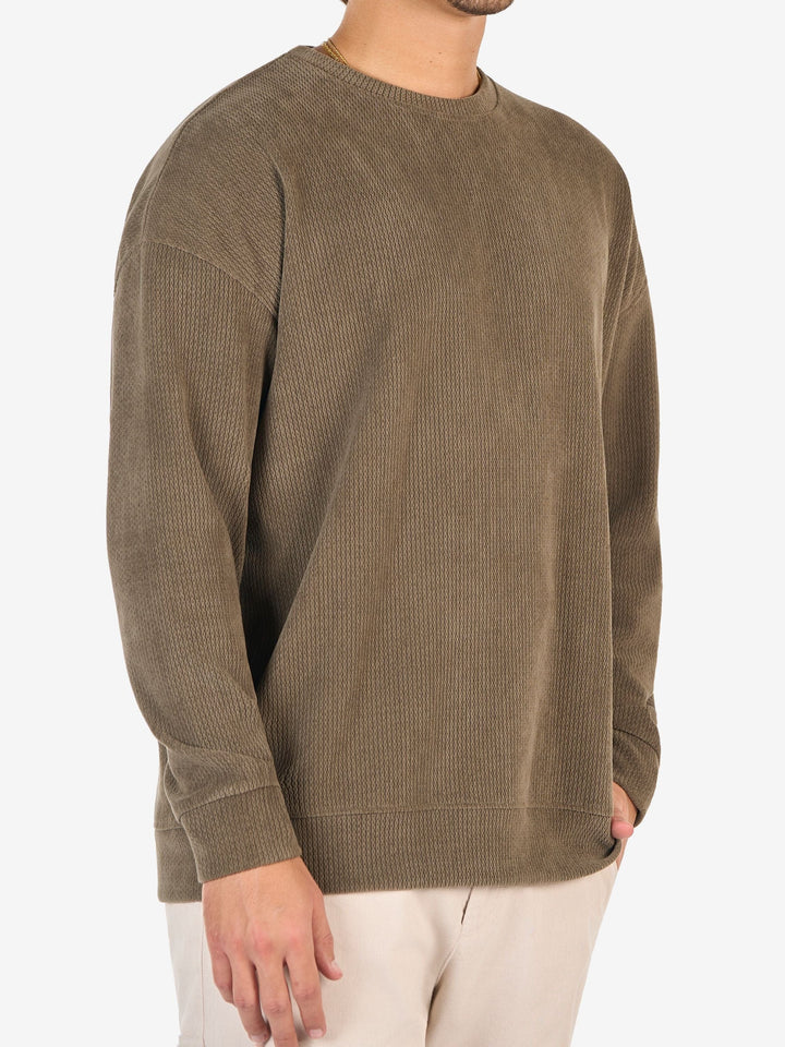 Zhivago Men Men Crew Necks Olive Green Textured Crew Neck