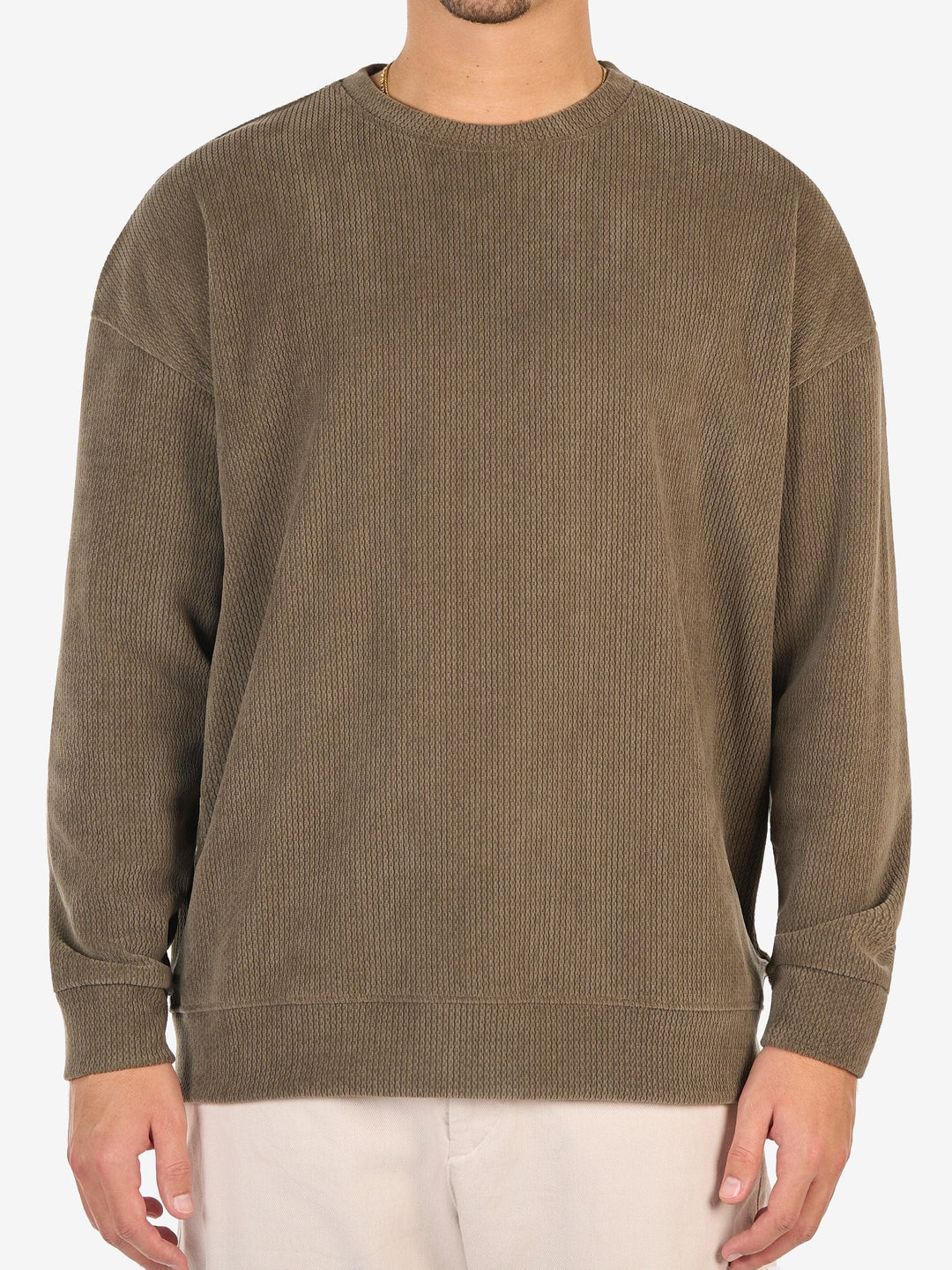Zhivago Men Men Crew Necks Olive Green Textured Crew Neck