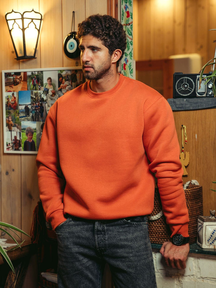 Zhivago Men Men Crew Necks Orange Oversized Crew Neck