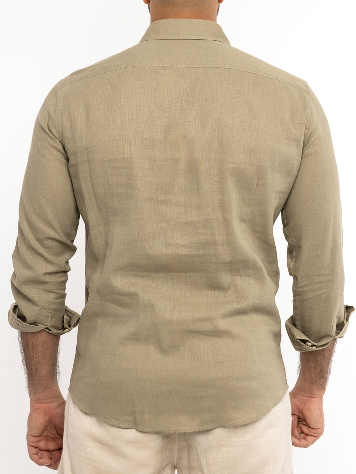 Zhivago Men Men Linen Shirt Beige Linen Shirt