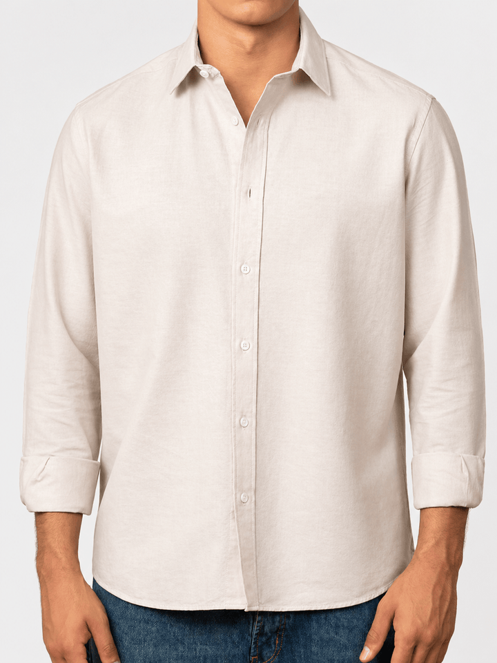 Zhivago Men Men Linen Shirt Beige Oxford Shirt