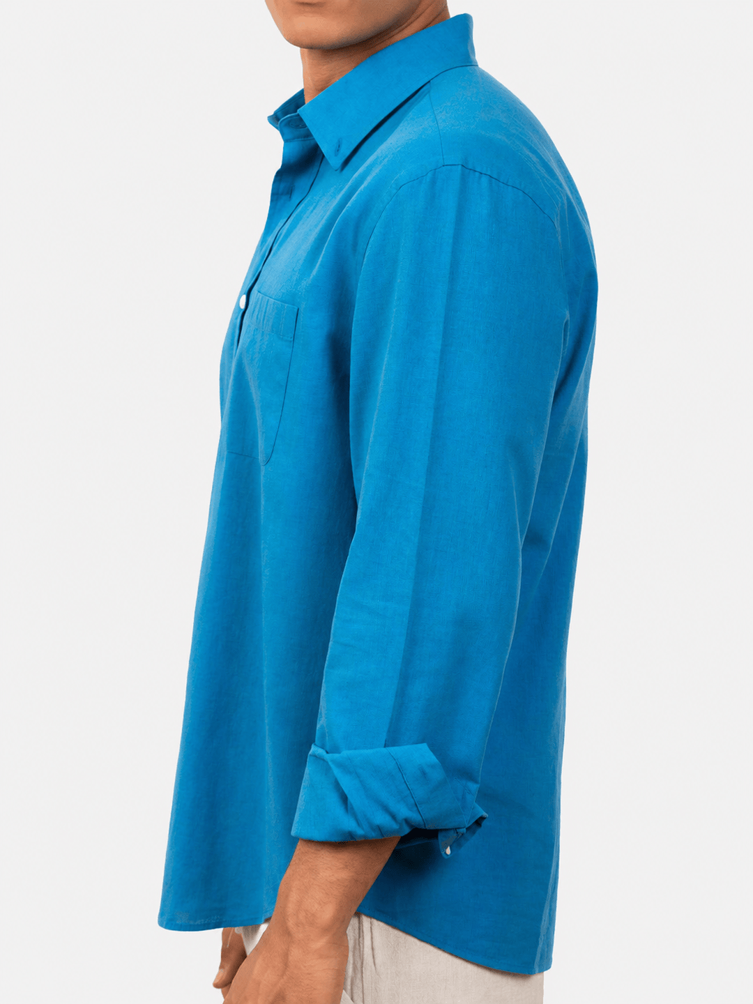 Zhivago Men Men Linen Shirt Blue Relaxed Fit Linen Shirt