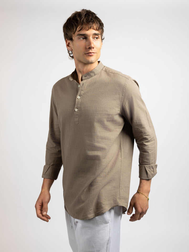 Zhivago Men Men Linen Shirt Half Buttoned Linen Shirt