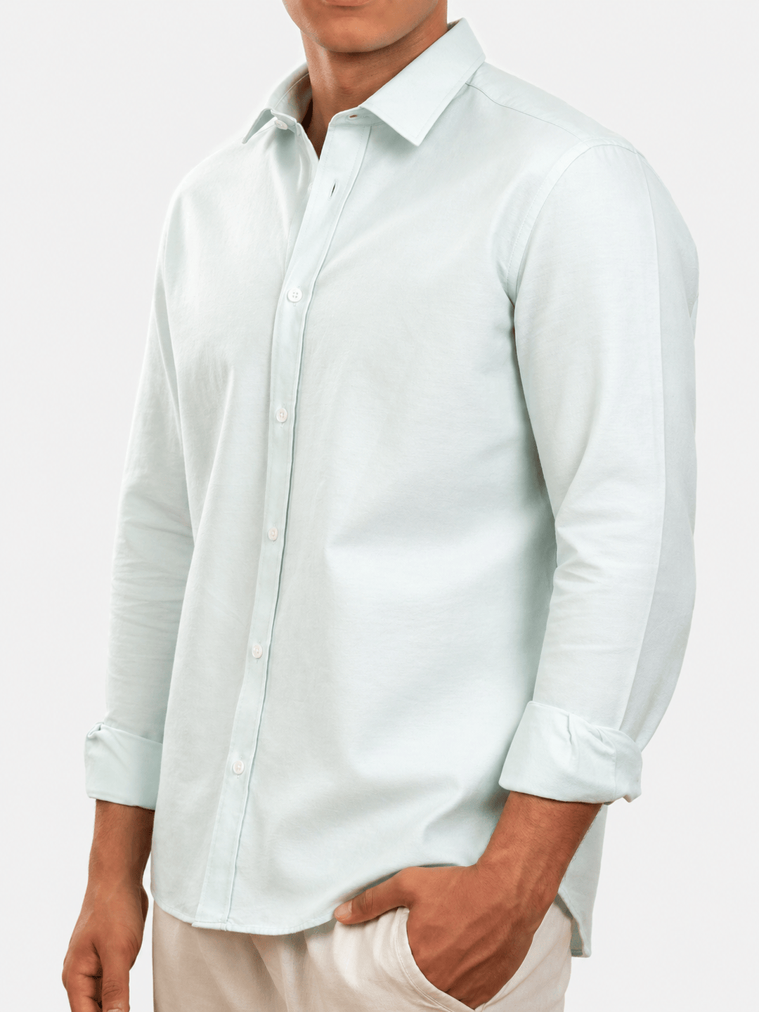 Zhivago Men Men Linen Shirt Ocean Blue Oxford Shirt