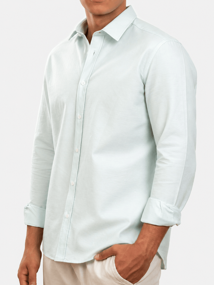 Zhivago Men Men Linen Shirt Ocean Blue Oxford Shirt