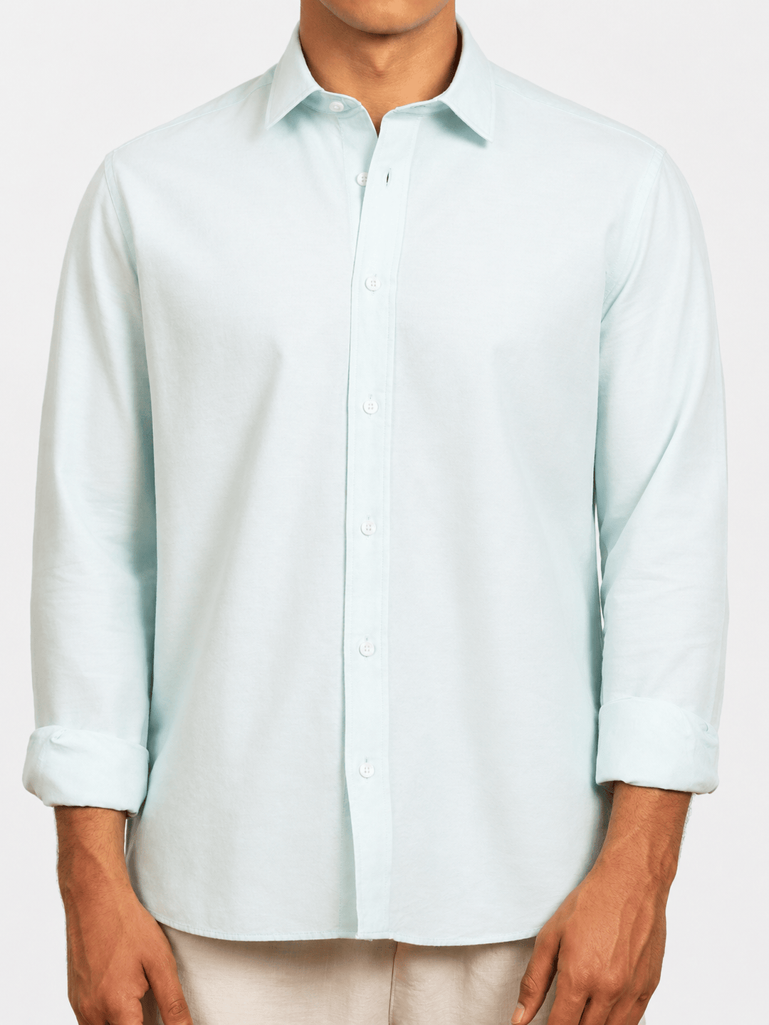 Zhivago Men Men Linen Shirt Ocean Blue Oxford Shirt