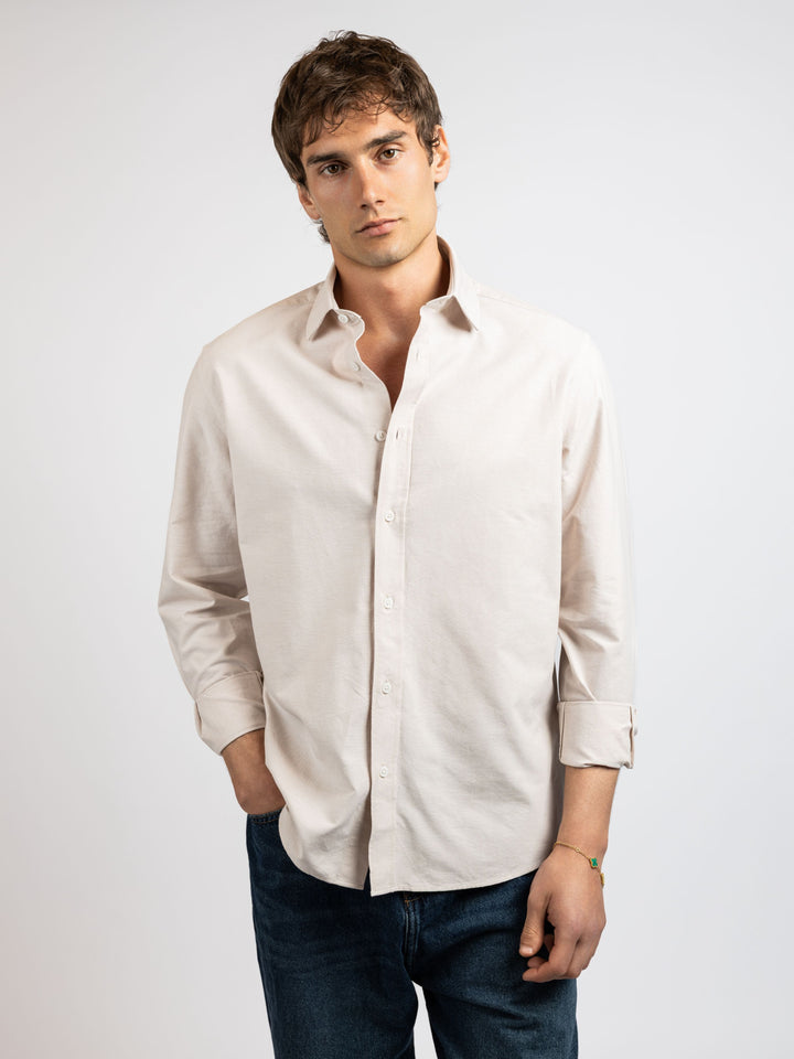 Zhivago Men Men Linen Shirt Beige / S Oxford Shirt