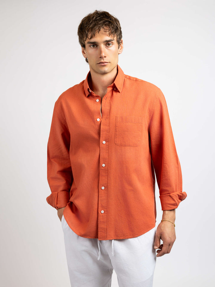 Zhivago Men Men Linen Shirt Orange / S Relaxed Fit Linen Shirt