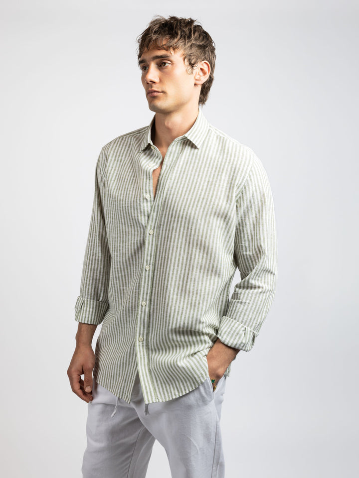 Zhivago Men Men Linen Shirt Striped Linen Shirt