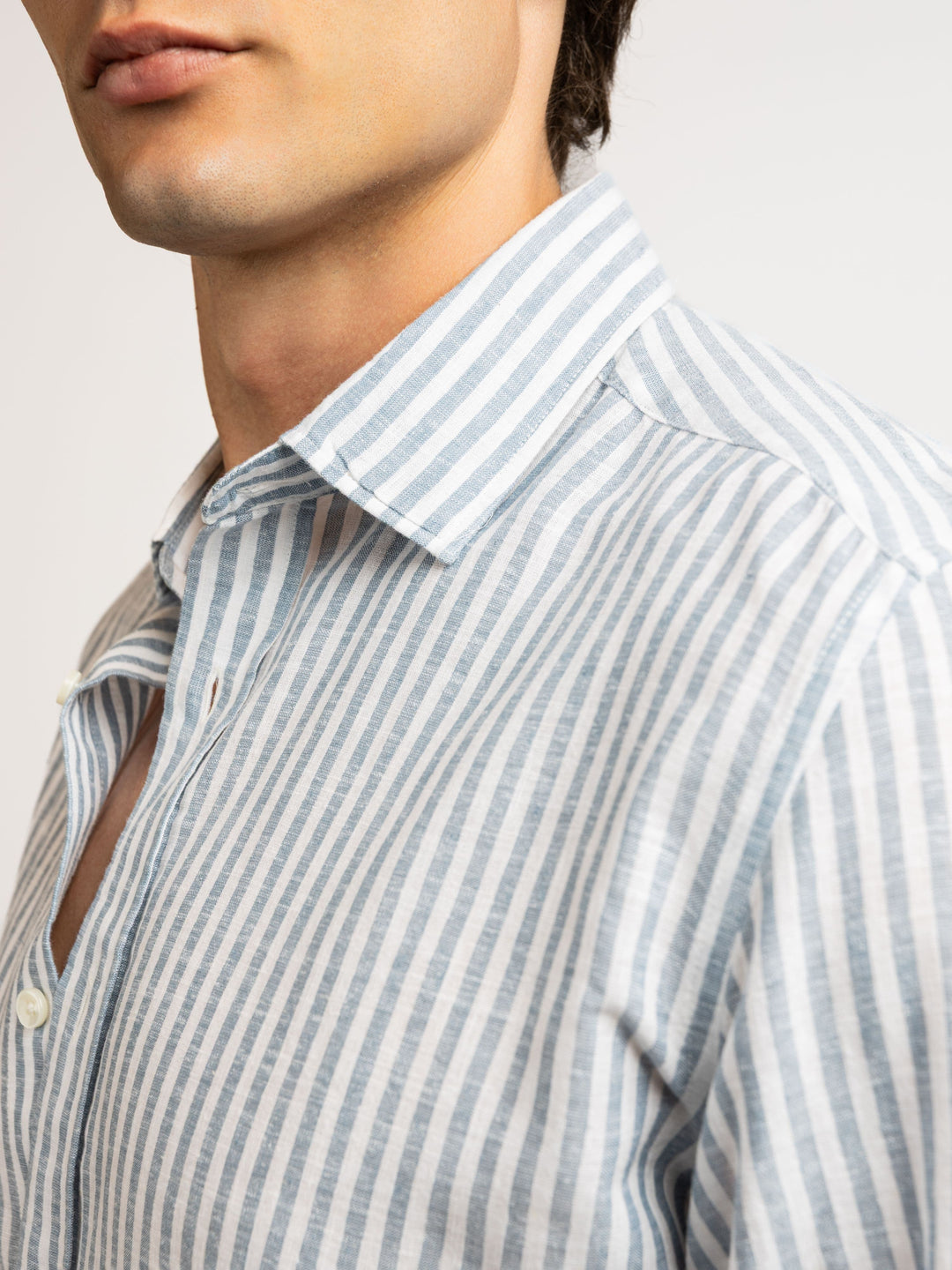 Zhivago Men Men Linen Shirt Striped Linen Shirt