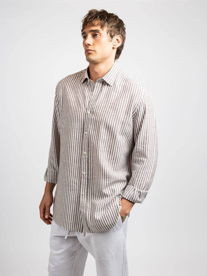Zhivago Men Men Linen Shirt Striped Linen Shirt