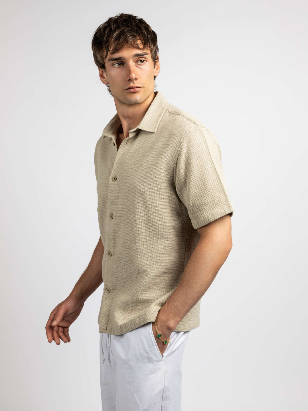 Zhivago Men Men Linen Shirt Textured Buttoned Knit Shirt