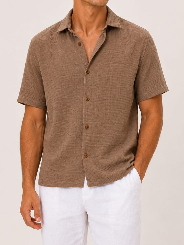 Zhivago Men Men Linen Shirt Mocka / S Textured Buttoned Knit Shirt