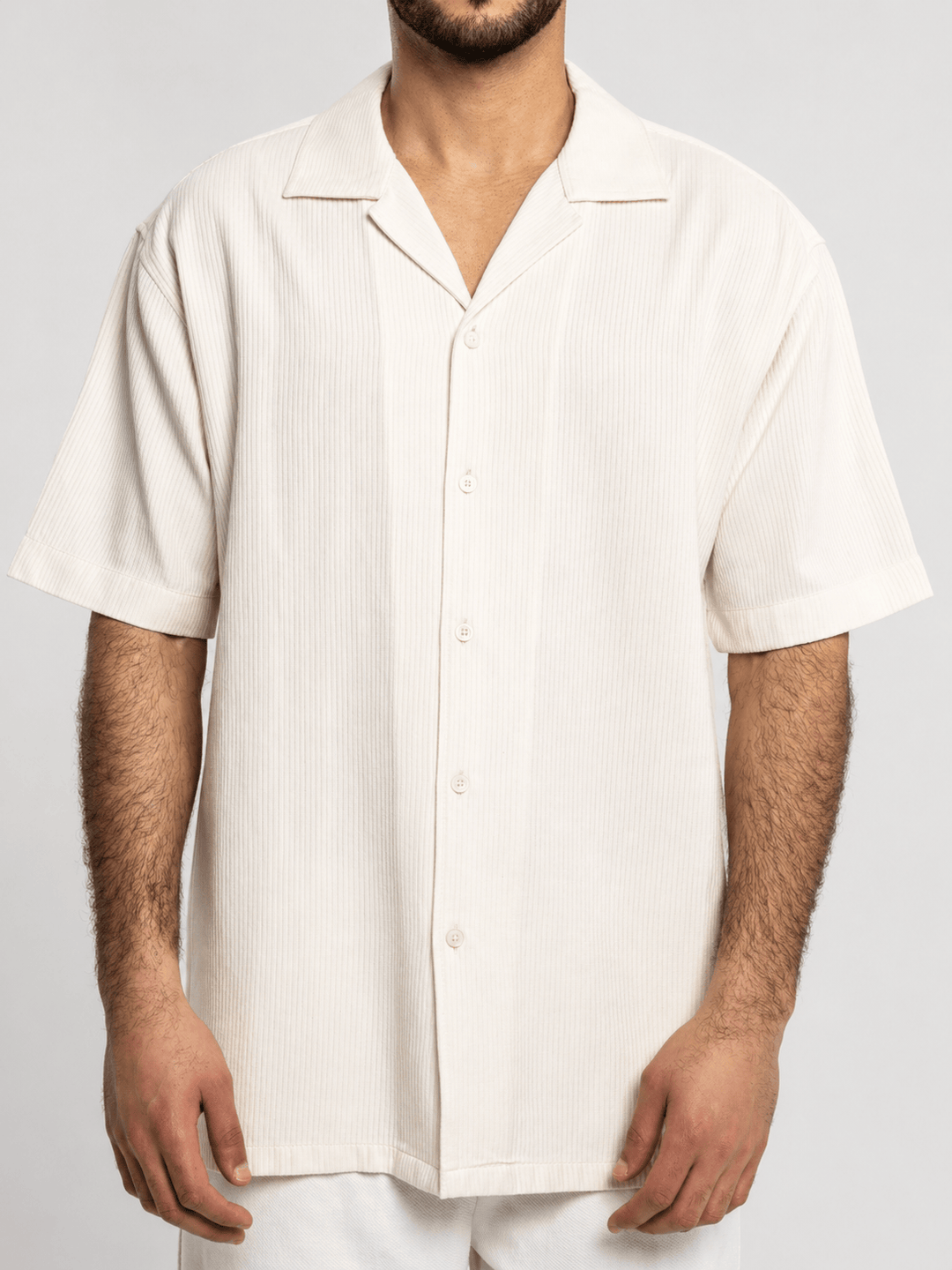 Zhivago Men Men Linen Shirt White Buttoned Ribbed Shirt