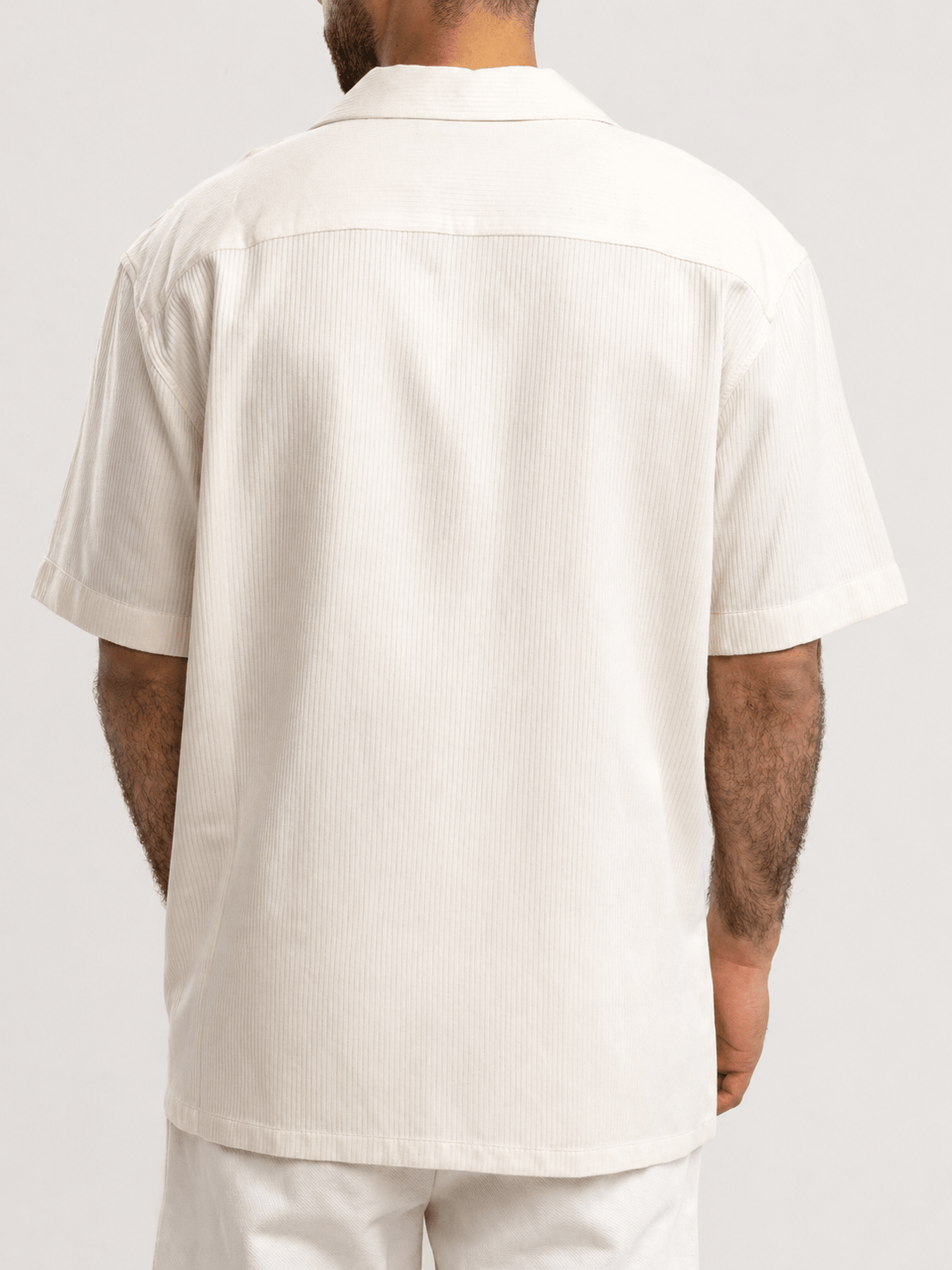 Zhivago Men Men Linen Shirt White Buttoned Ribbed Shirt