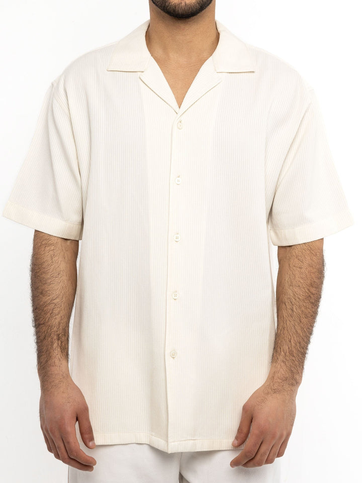 Zhivago Men Men Linen Shirt White Buttoned Ribbed Shirt