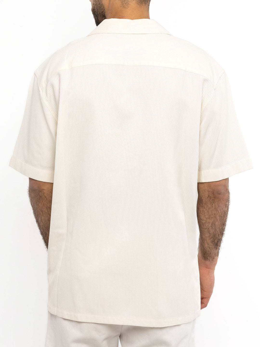 Zhivago Men Men Linen Shirt White Buttoned Ribbed Shirt