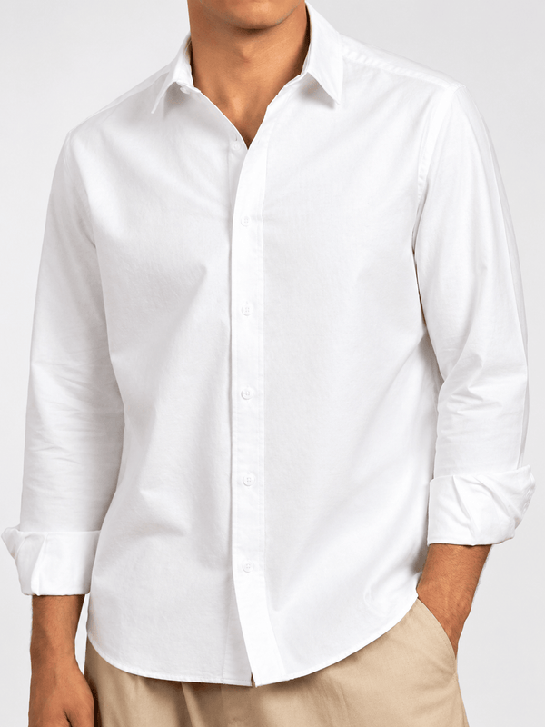 Zhivago Men Men Linen Shirt White Oxford Shirt