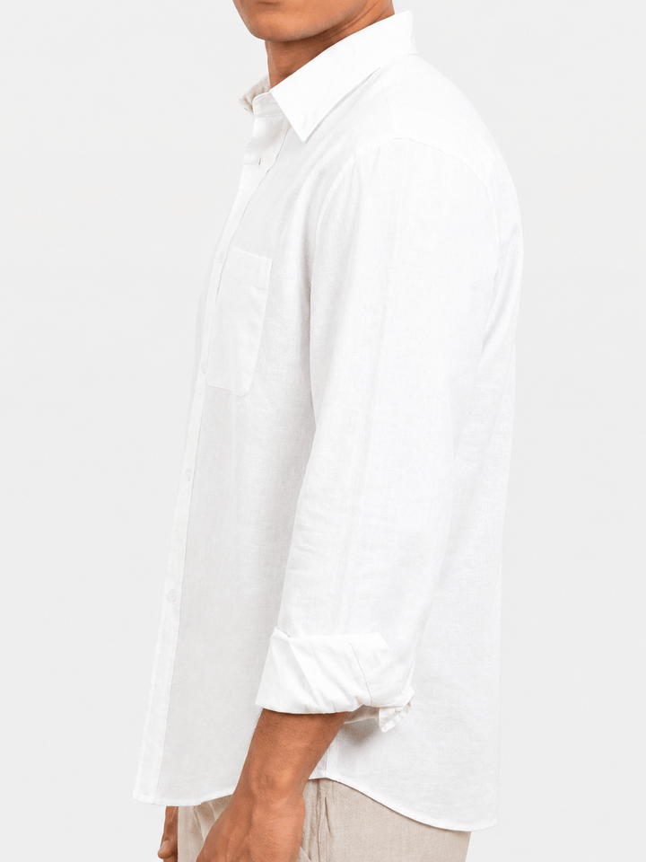 Zhivago Men Men Linen Shirt White Relaxed Fit Linen Shirt