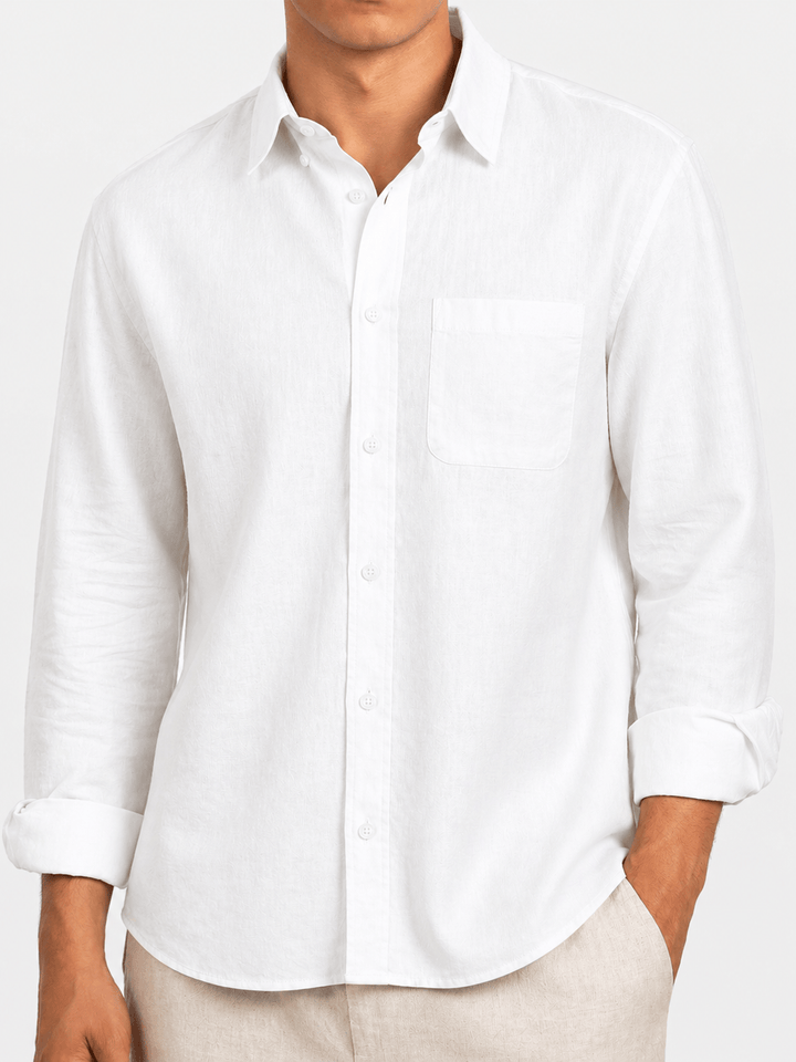 Zhivago Men Men Linen Shirt White Relaxed Fit Linen Shirt