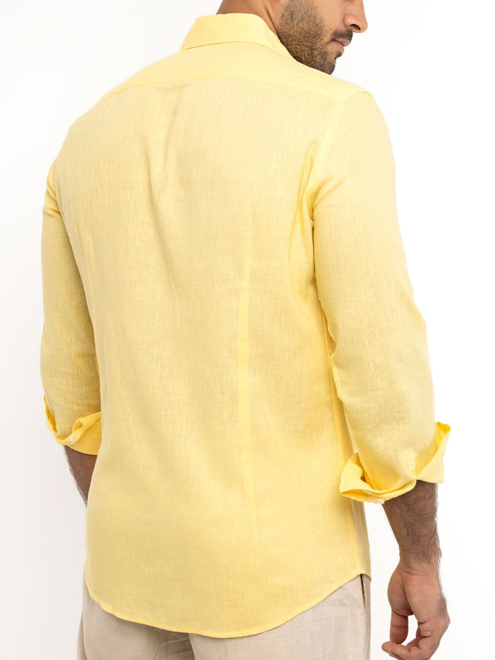 Zhivago Men Men Linen Shirt Yellow Linen Shirt