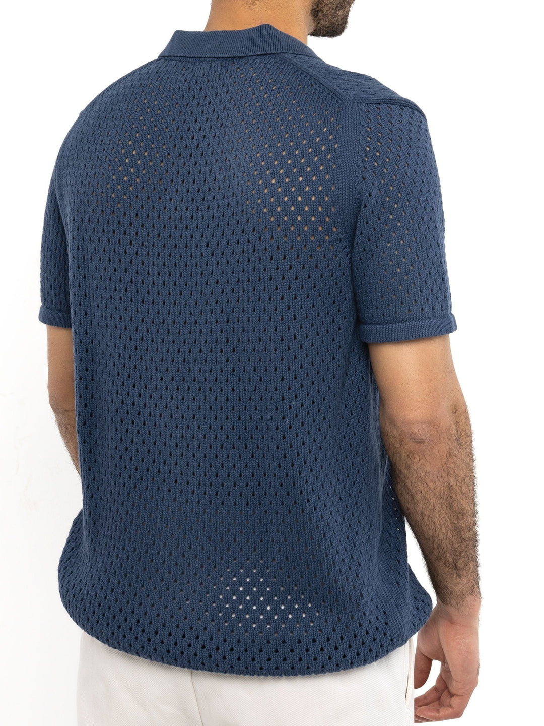 Zhivago Men Men Polo Shirt Blue Crochet Polo Shirt