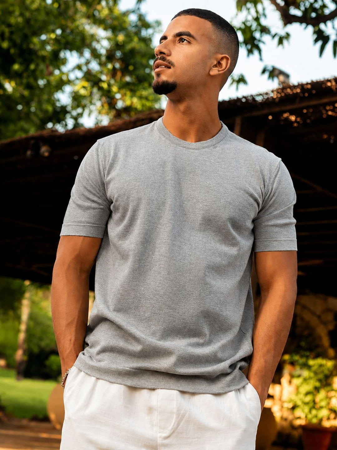 Zhivago Men Men Polo Shirt Grey / S Round Neck Knit T-Shirt