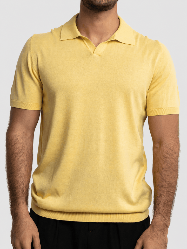 Zhivago Men Men Polo Shirt Yellow Knit Polo Shirt