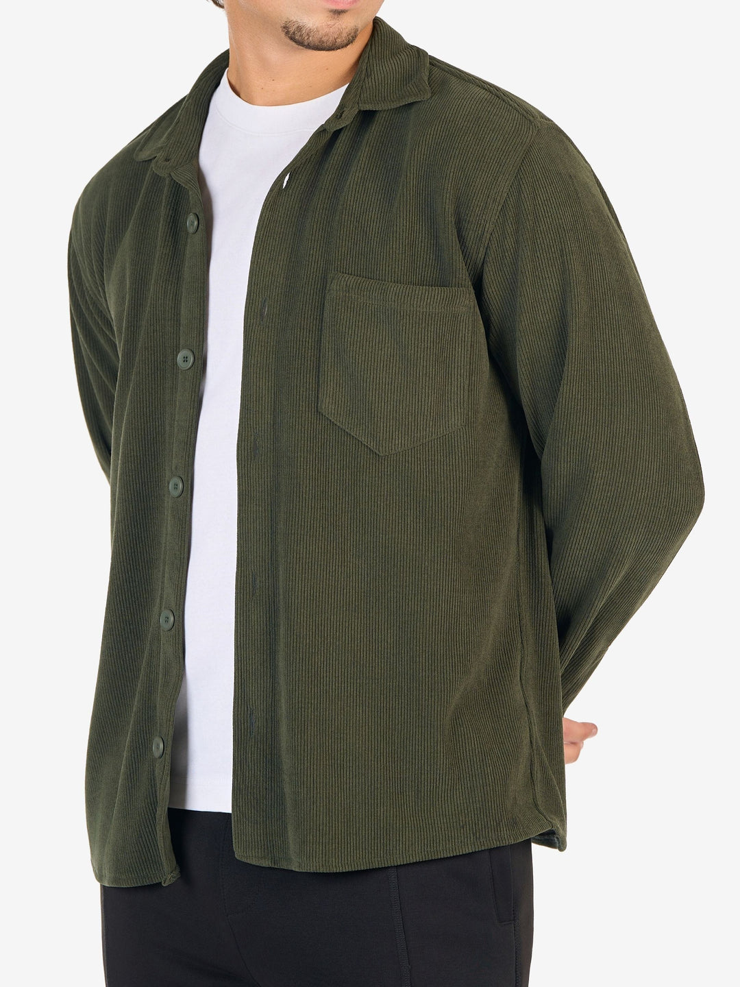 Zhivago Men men shirts Olive Green Ribbed Casual Shirt