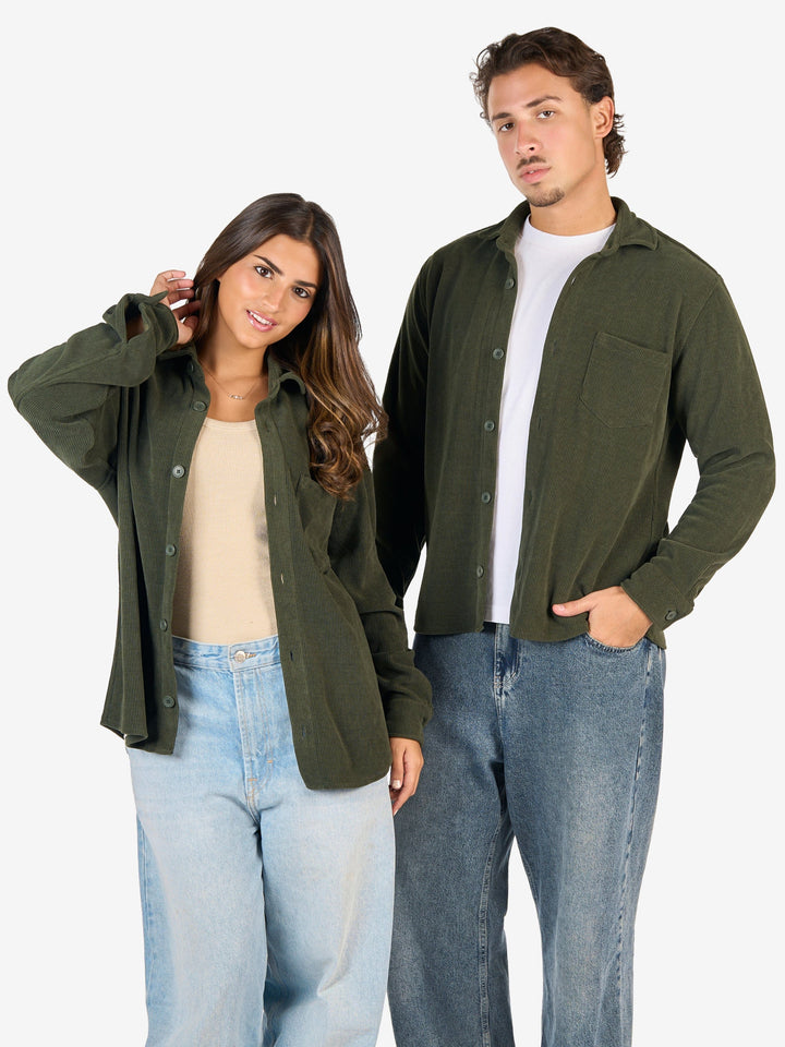 Zhivago Men men shirts Olive Green Ribbed Casual Shirt