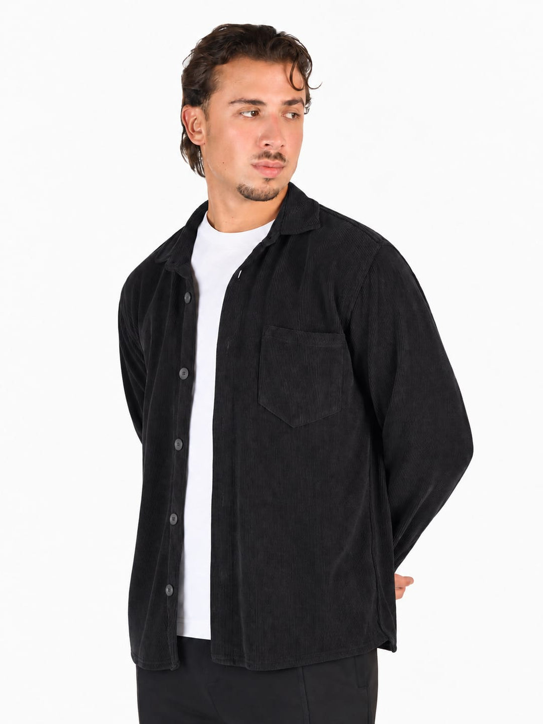 Zhivago Men men shirts Black / S Ribbed Casual Shirt