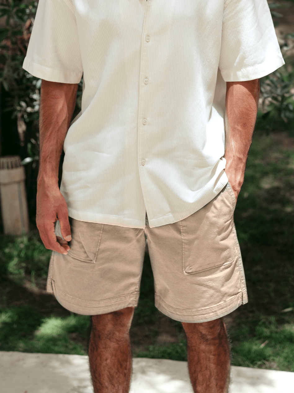 Zhivago Men Men shorts Beige Gabardine Relaxed fit Shorts