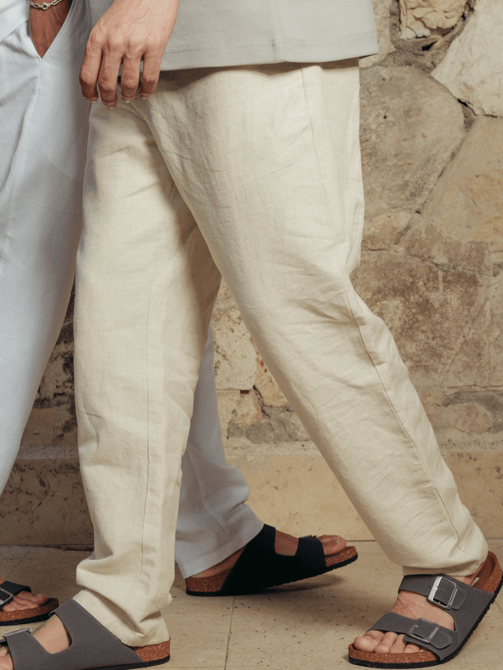 Zhivago Men Men shorts Beige Relaxed Fit Linen Pants