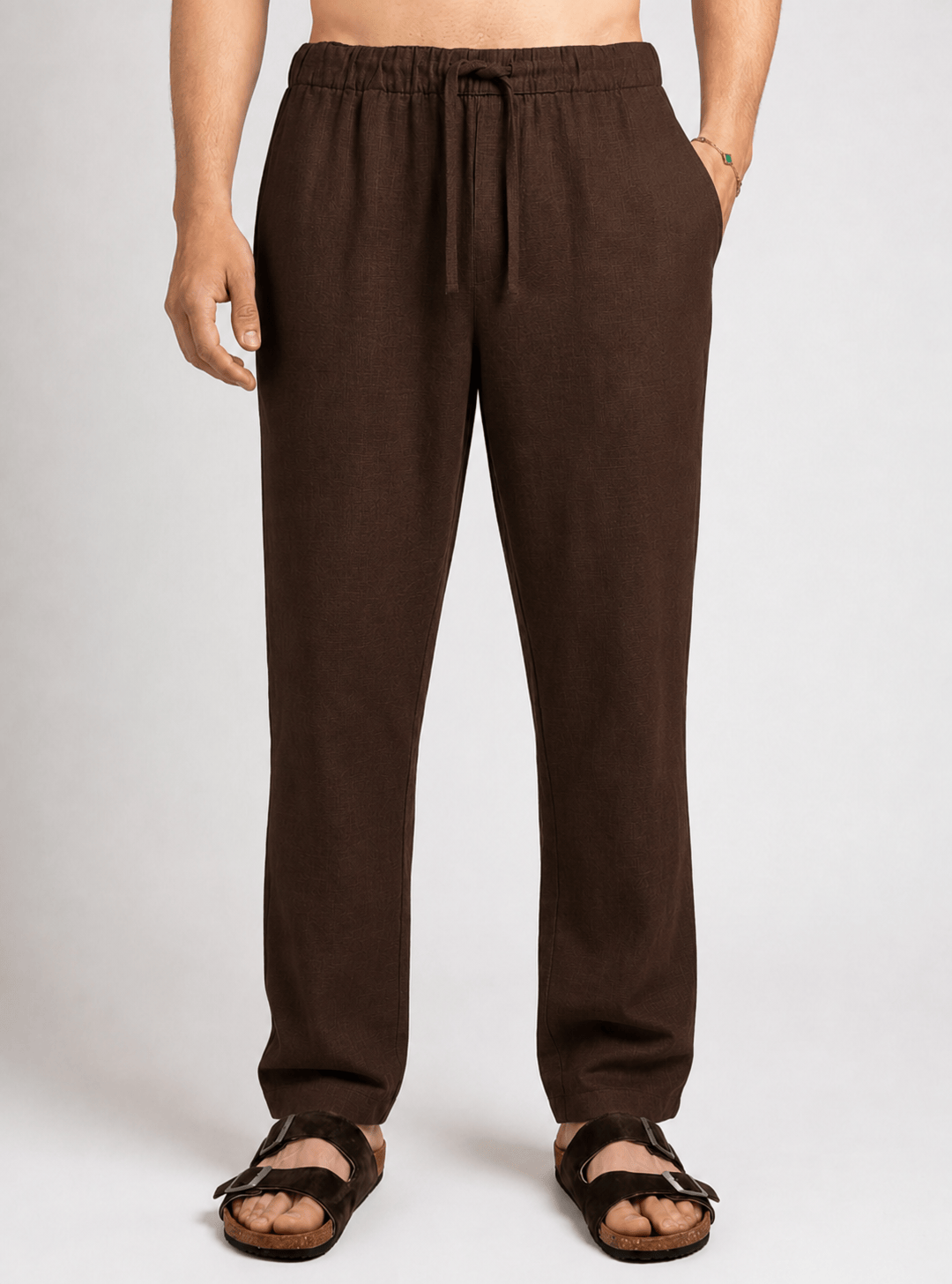 Zhivago Men Men shorts Brown / S Linen-Texture Cotton Pants
