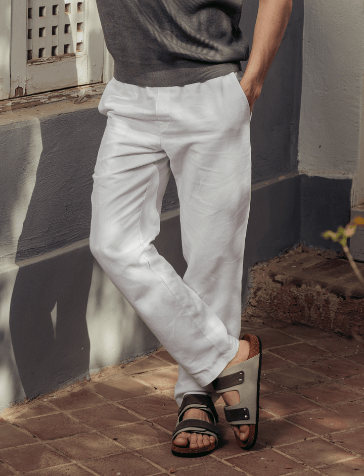 Zhivago Men Men shorts White Relaxed Fit Linen Pants