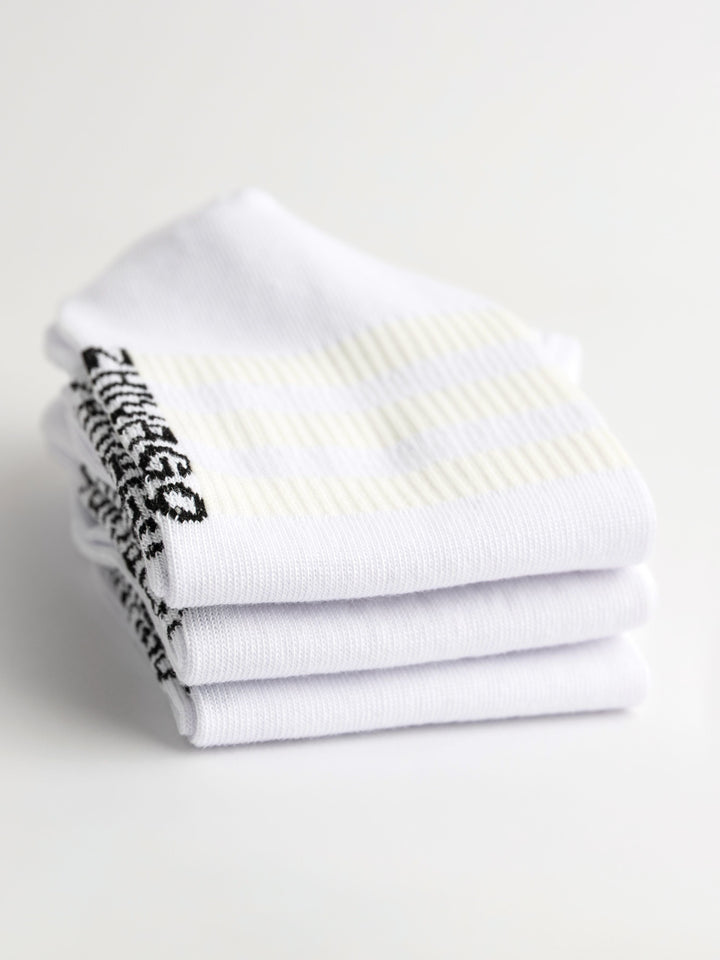 Zhivago Men Men Socks White Essential Ankle Socks – 3 Pack