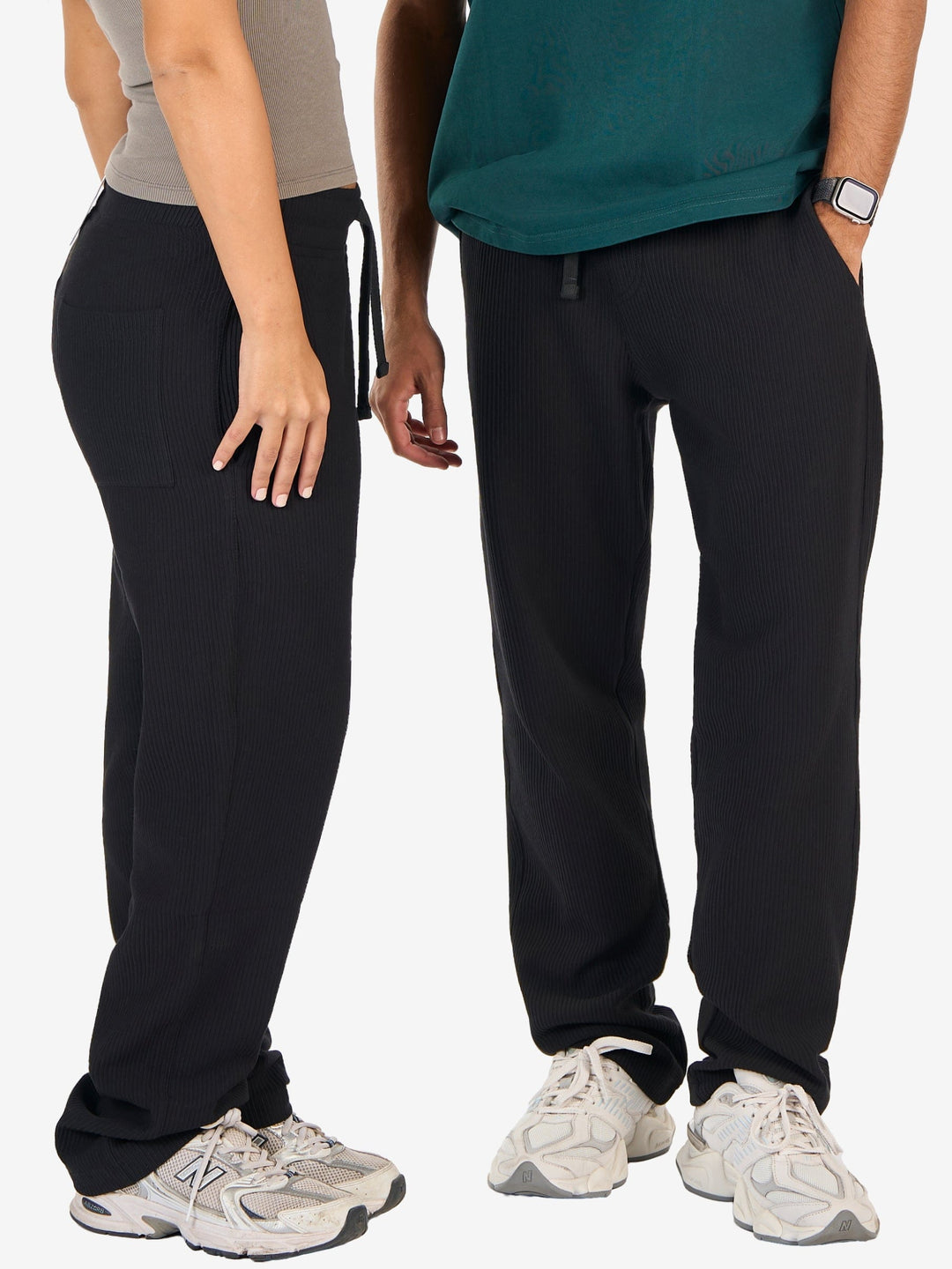 Zhivago Men Men Sweatpants Black Ribbed Relaxed-Fit Sweatpants