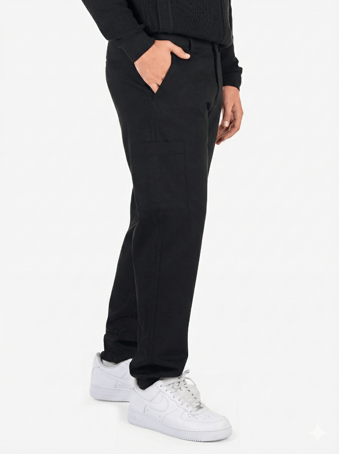 Zhivago Men Men Sweatpants Black Straight-Fit Gabardine Pants