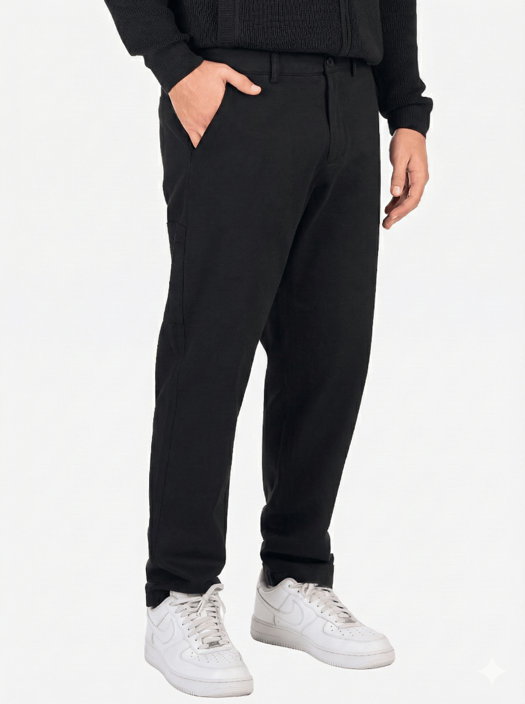 Zhivago Men Men Sweatpants Black Straight-Fit Gabardine Pants