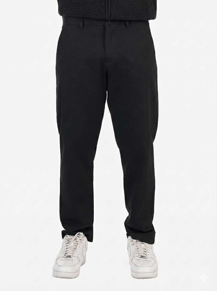 Zhivago Men Men Sweatpants Black Straight-Fit Gabardine Pants
