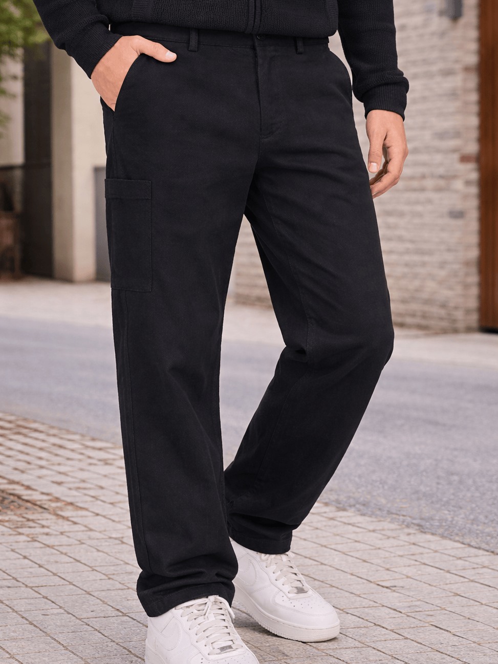 Zhivago Men Men Sweatpants Black Straight-Fit Gabardine Pants