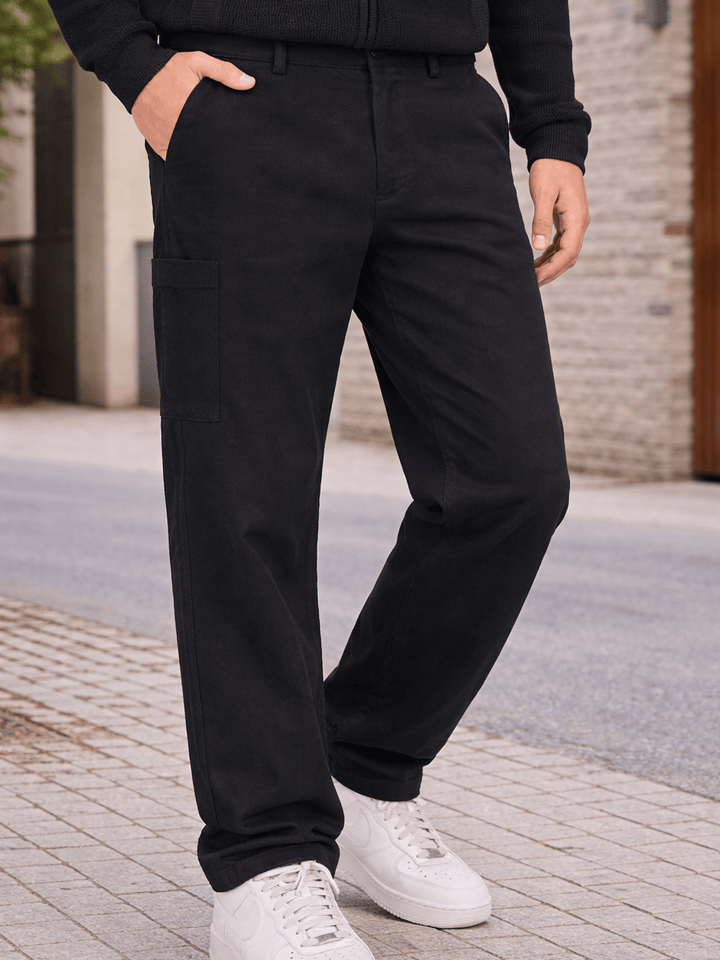 Zhivago Men Men Sweatpants Black Straight-Fit Gabardine Pants