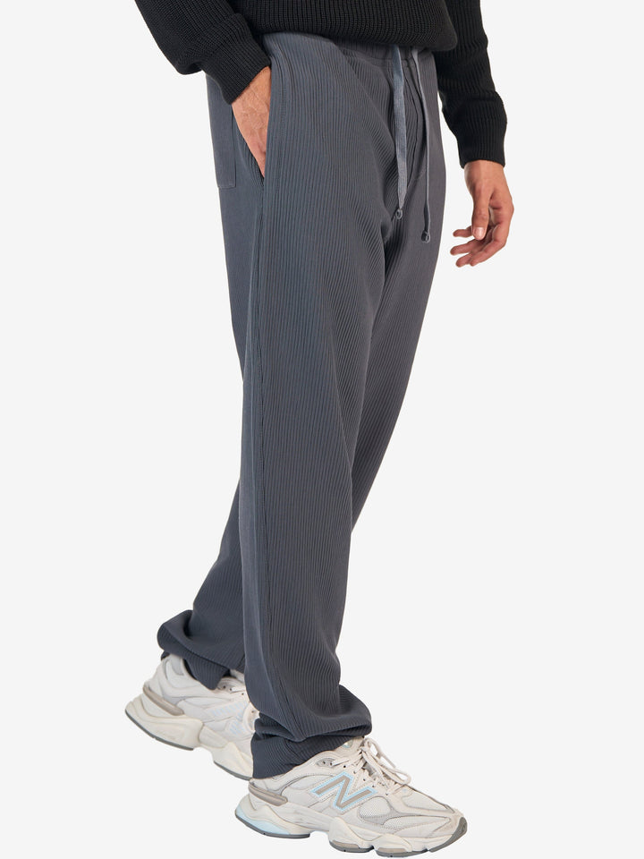 Zhivago Men Men Sweatpants Grey Ribbed Relaxed-Fit Sweatpants