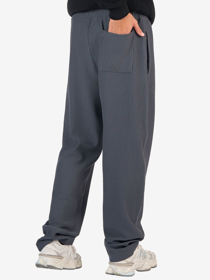 Zhivago Men Men Sweatpants Grey Ribbed Relaxed-Fit Sweatpants